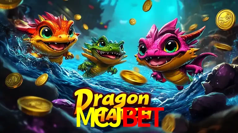 Arte promocional do jogo Dragon Hatch com três adoráveis dragões bebês nadando entre moedas de ouro, um dos slots mais divertidos para jogar no cassino MCJBET.